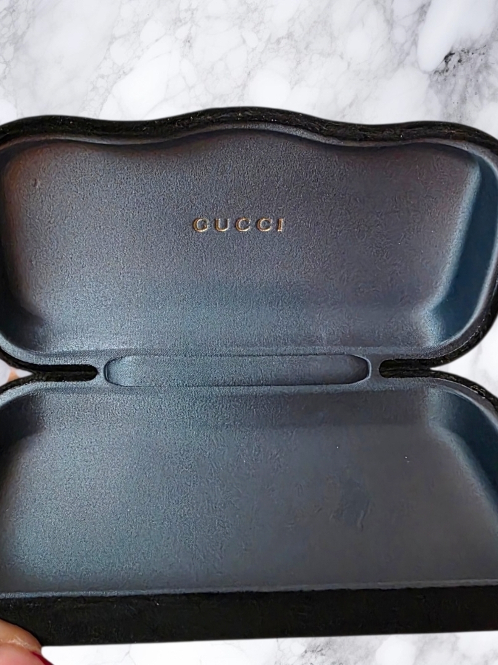 Authentic Gucci Velvet Sunglass Case Black Hard Shell Sunglasses Case Logo